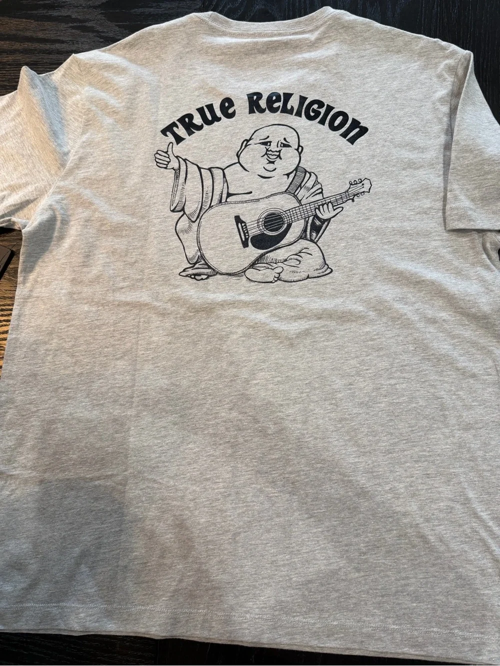 True Religion Gray Crew Neck T-Shirt with Black Horseshoe Logo
